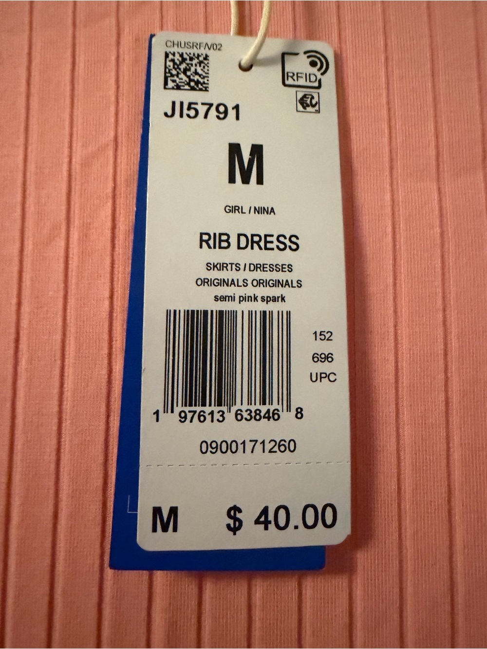 adidas Girls' Ribbed Pink Casual Dress - Picture 6 of 6